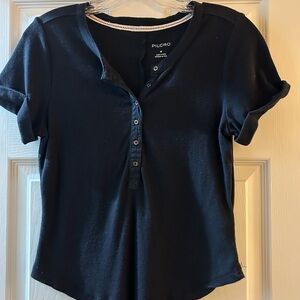 Pilcro black Short Sleeve Button-Up Top